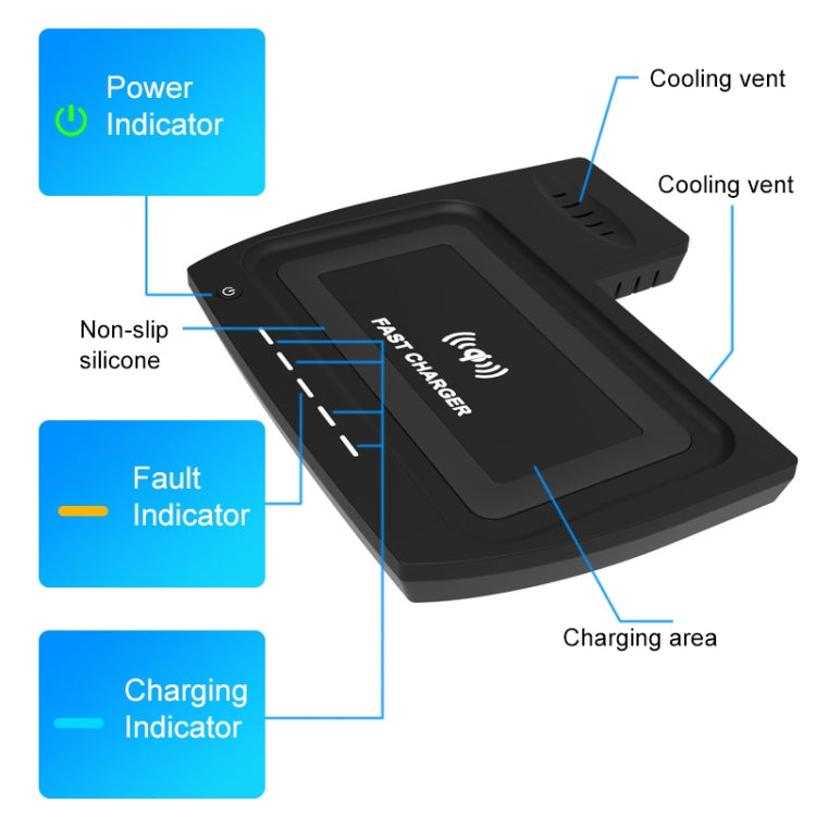 HFC-1001 Car Qi Standard Wireless Charger 10W Quick Charging for Honda Civic 10th Gen. 2019-2021, Left Driving - Wireless Charging Pads by PMC Jewellery | Online Shopping South Africa | PMC Jewellery