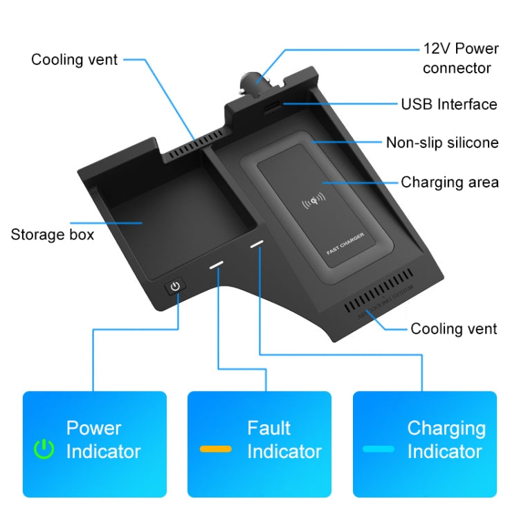 HFC-1042 Car Qi Standard Wireless Charger 10W Quick Charging for Nissan Sylphy 2020-2022, Left Driving - Wireless Charging Pads by PMC Jewellery | Online Shopping South Africa | PMC Jewellery