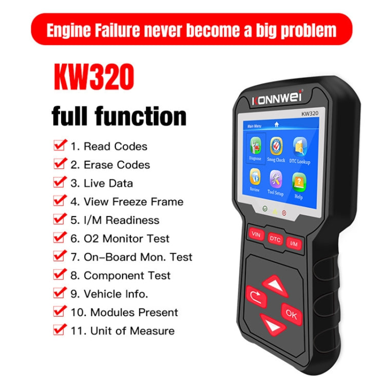 KONNWEI KW320 Car OBD2 Fault Diagnosis Tool - free shipping - PMC TechLife - Order now!