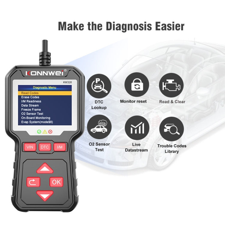 KONNWEI KW320 Car OBD2 Fault Diagnosis Tool - free shipping - PMC TechLife - Order now!
