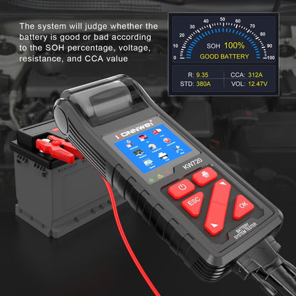 KONNWEI KW720 Car 3.2 inch 6V-24V Lead-acid Battery Tester with Printer - Code Readers & Scan Tools by KONNWEI | Online Shopping South Africa | PMC Jewellery