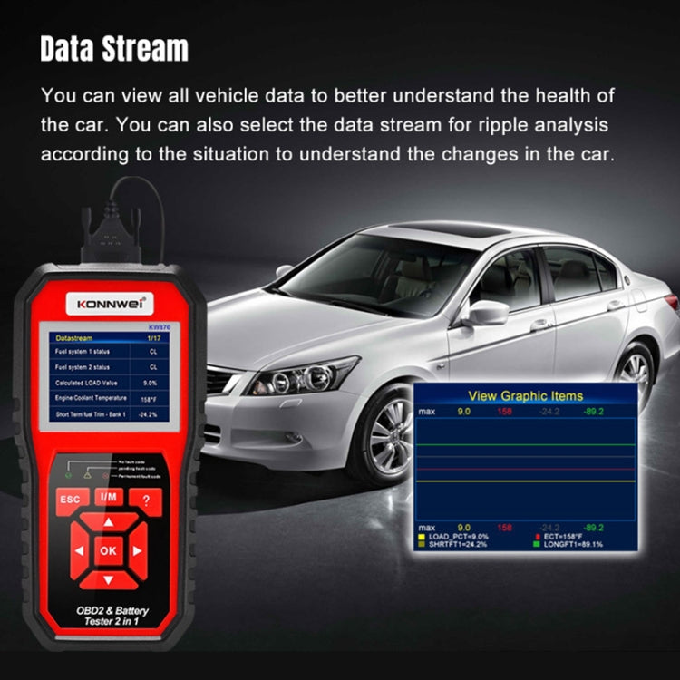 KONNWEI KW870 2 in 1 Car OBD2 Fault Diagnosis + Battery Tester - Code Readers & Scan Tools by KONNWEI | Online Shopping South Africa | PMC Jewellery