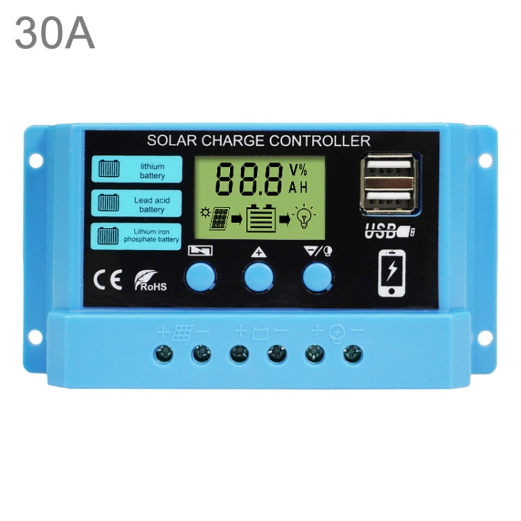 30A Solar Charge Controller 12V / 24V Lithium Lead-Acid Battery Charge Discharge PV Controller - Voltage Stabilizer by PMC Jewellery | Online Shopping South Africa | PMC Jewellery