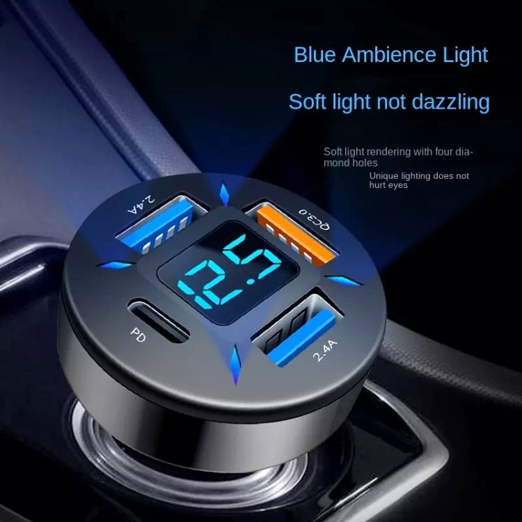 2pcs 4 in 1 USB QC3.0 Digital Display Car Fast Charger - Car Charger by PMC TechLife | Online Shopping South Africa | PMC TechLife