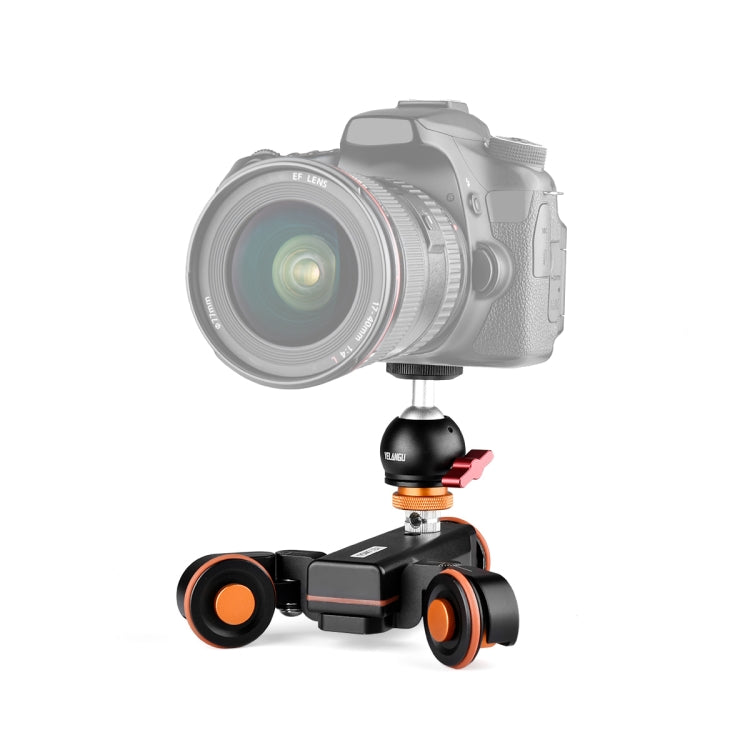 YELANGU L4X-BC Camera Wheel Dolly II Electric Track Slider 3-Wheel Video Pulley Rolling Dolly Car with Ballhead, Load: 3kg (Black) - Camera Dolly by YELANGU | Online Shopping South Africa | PMC TechLife | Buy Now Pay Later Mobicred