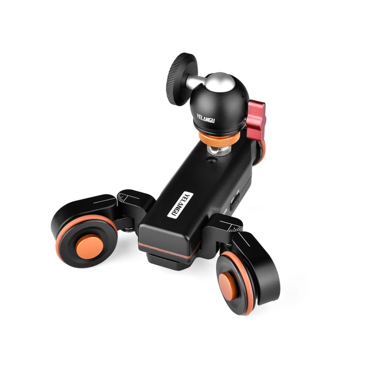 YELANGU L4X-BC Camera Wheel Dolly II Electric Track Slider 3-Wheel Video Pulley Rolling Dolly Car with Ballhead, Load: 3kg (Black) - Camera Dolly by YELANGU | Online Shopping South Africa | PMC TechLife | Buy Now Pay Later Mobicred
