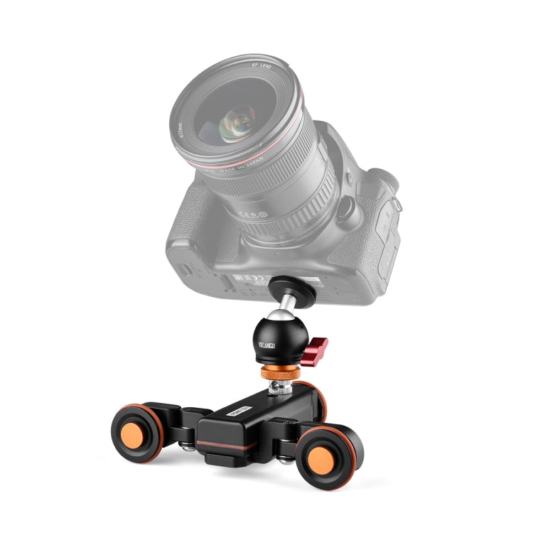 YELANGU L4X-BC Camera Wheel Dolly II Electric Track Slider 3-Wheel Video Pulley Rolling Dolly Car with Ballhead, Load: 3kg (Black) - Camera Dolly by YELANGU | Online Shopping South Africa | PMC TechLife | Buy Now Pay Later Mobicred