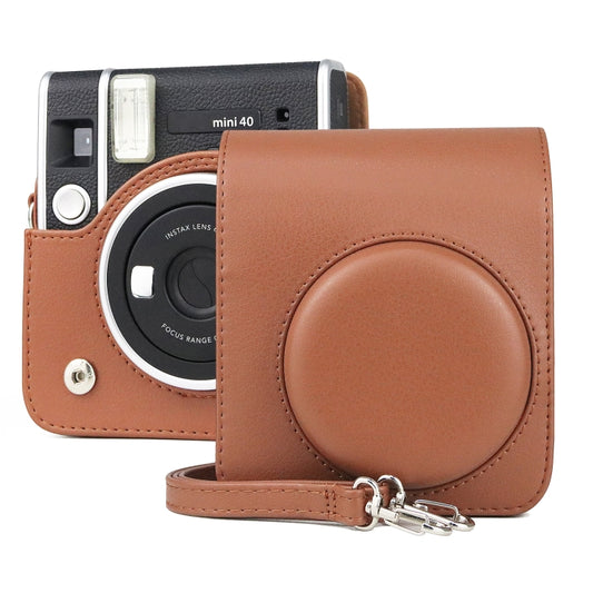 Full Body Camera Retro PU Leather Case Bag with Strap for FUJIFILM instax mini 40 (Brown) - Leather Bag by PMC Jewellery | Online Shopping South Africa | PMC Jewellery
