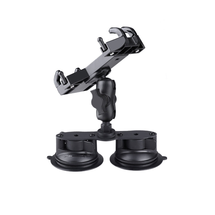 Dual Suction Cup Mount Phone Holder with Tripod Adapter & Steel Tether & Safety Buckle(Black) - Car Holders by PMC Jewellery | Online Shopping South Africa | PMC Jewellery