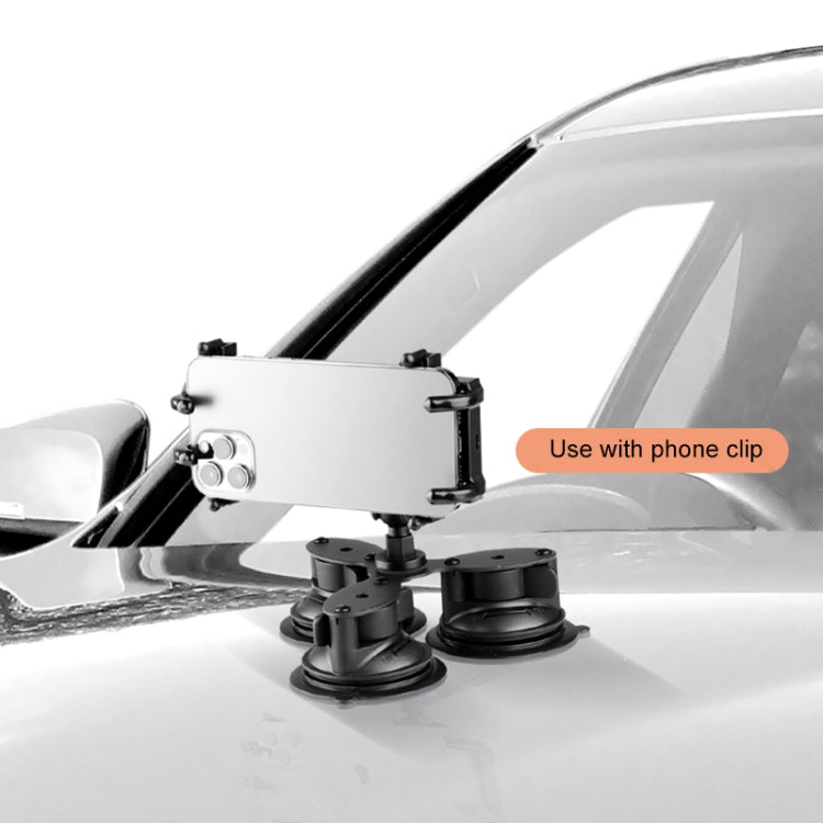 Single Suction Cup Mount Phone Holder with Tripod Adapter & Steel Tether & Safety Buckle (Black) - Car Holders by PMC TechLife | Online Shopping South Africa | PMC TechLife