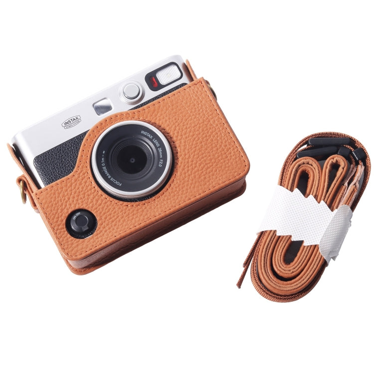 For FUJIFILM instax mini Evo Full Body Camera Genuine Leather Case Bag with Strap(Brown) - free shipping - PMC TechLife - Order now!