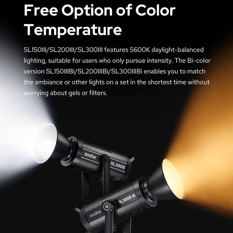 Godox SL300IIIBi 330W Bi-Color 2800K-6500K LED Video Light(EU Plug) - Shoe Mount Flashes by Godox | Online Shopping South Africa | PMC Jewellery | Buy Now Pay Later Mobicred