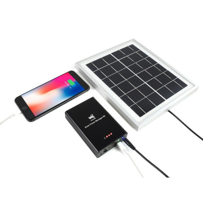 Waveshare Solar Power Manager, Embedded 10000mAh Li-Po Battery, Support 6V~24V Solar Panels (Black) - Modules Expansions Accessories by WAVESHARE | Online Shopping South Africa | PMC Jewellery