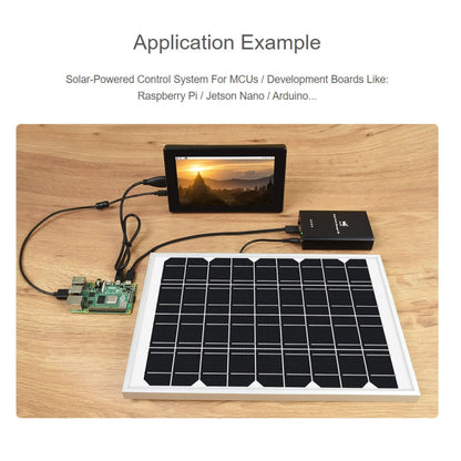 Waveshare Solar Power Manager, Embedded 10000mAh Li-Po Battery, Support 6V~24V Solar Panels (Black) - Modules Expansions Accessories by WAVESHARE | Online Shopping South Africa | PMC Jewellery