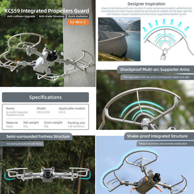 For DJI Mini 3 Sunnylife Drone Propeller Protective Guard Anti-collision Ring (Grey) - Other by Sunnylife | Online Shopping South Africa | PMC Jewellery | Buy Now Pay Later Mobicred