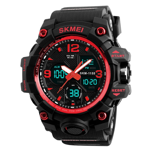 SKMEI 1155B Multifunctional Men Outdoor Sports Noctilucent Waterproof Large Dial Wrist Watch(Red) - Sport Watches by SKMEI | Online Shopping South Africa | PMC Jewellery | Buy Now Pay Later Mobicred