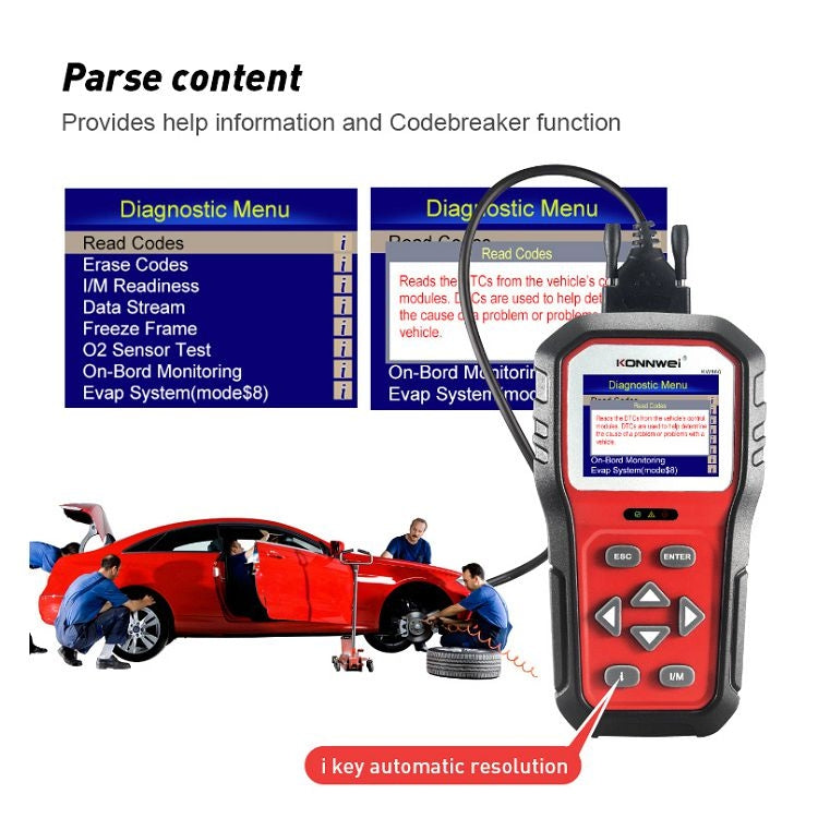 KONNWEI KW860 Car 2.8 inch TFT Color Screen Battery Tester Support 8 Languages / I Key Analysis Function - free shipping - PMC TechLife - Order now!