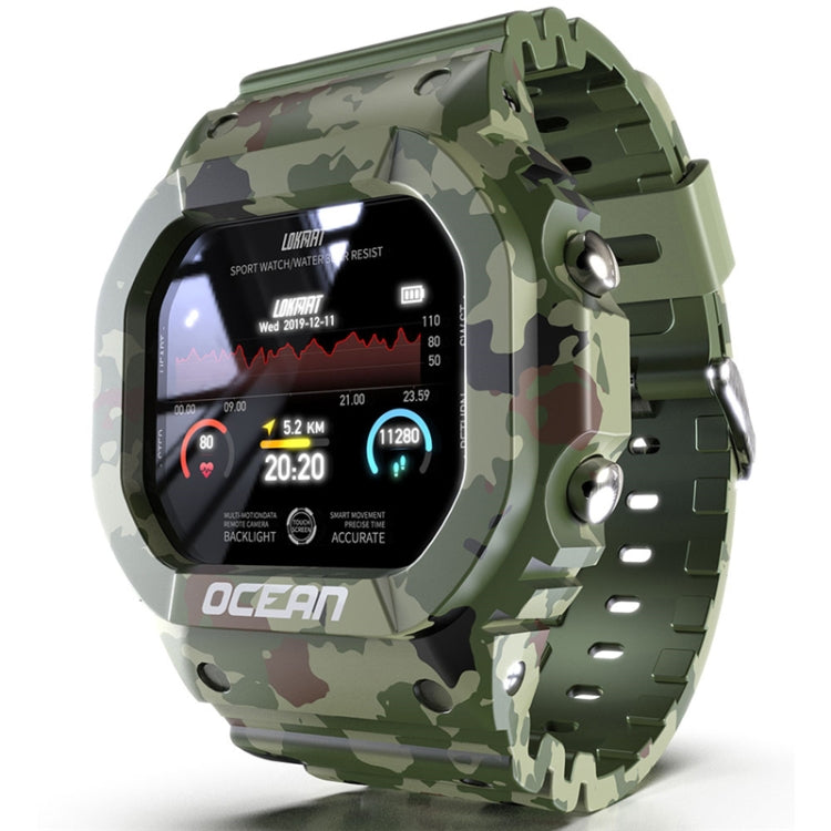 Lokmat OCEAN 1.14 inch TFT Touch Screen IP68 Waterproof Smart Watch, Support Information Reminder / Sleep Monitor / Sport Record(Camouflage Green) - Smart Watches by Lokmat | Online Shopping South Africa | PMC Jewellery | Buy Now Pay Later Mobicred