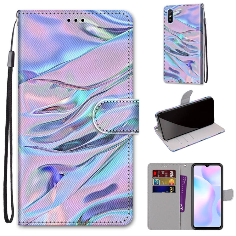 For Xiaomi Redmi 9A Coloured Drawing Cross Texture Horizontal Flip PU Leather Case with Holder & Card Slots & Wallet & Lanyard(Fluorescent Water Texture) - Xiaomi Cases by PMC Jewellery | Online Shopping South Africa | PMC Jewellery