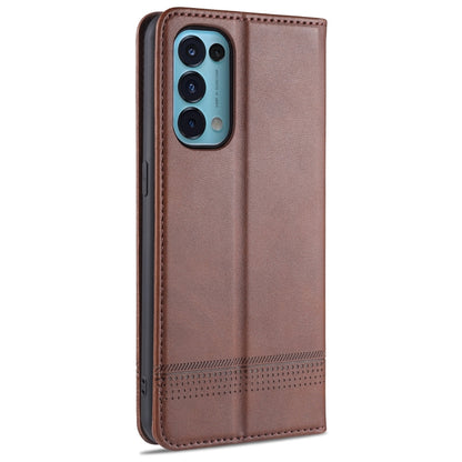 For Oppo Reno5 5G AZNS Magnetic Calf Texture Horizontal Flip Leather Case with Card Slots & Holder & Wallet(Dark Brown) - OPPO Cases by AZNS | Online Shopping South Africa | PMC Jewellery | Buy Now Pay Later Mobicred