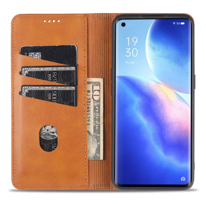 For Oppo Reno5 5G AZNS Magnetic Calf Texture Horizontal Flip Leather Case with Card Slots & Holder & Wallet(Dark Brown) - OPPO Cases by AZNS | Online Shopping South Africa | PMC Jewellery | Buy Now Pay Later Mobicred