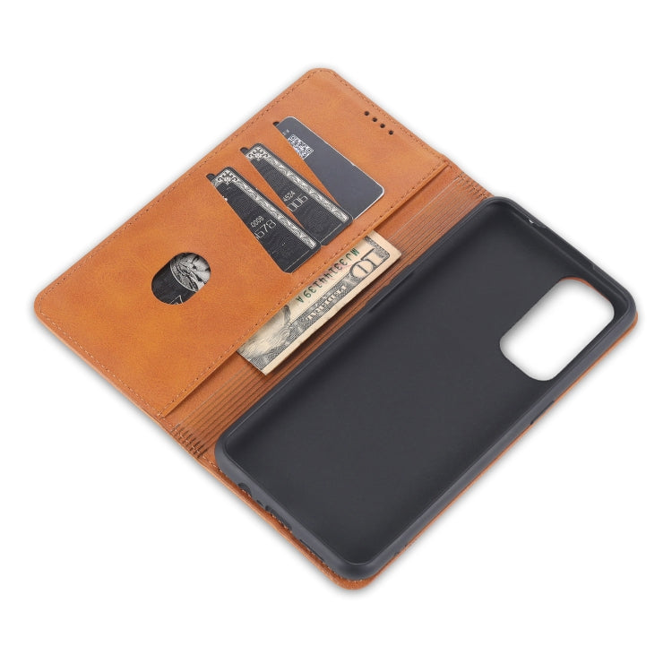 For Oppo Reno5 5G AZNS Magnetic Calf Texture Horizontal Flip Leather Case with Card Slots & Holder & Wallet(Dark Brown) - OPPO Cases by AZNS | Online Shopping South Africa | PMC Jewellery | Buy Now Pay Later Mobicred