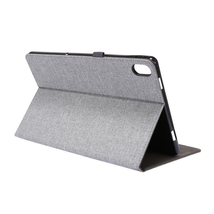 For Lenovo Tab P11 Horizontal Flip TPU + Fabric PU Leather Protective Case with Name Card Clip(Grey) - free shipping - PMC TechLife - Order now!