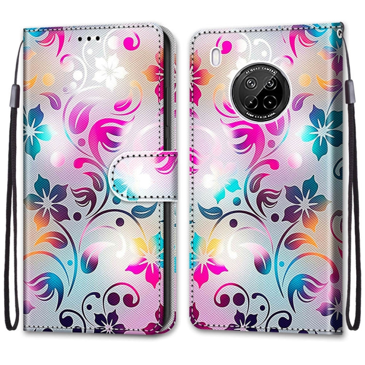 For Huawei Y9a Coloured Drawing Cross Texture Horizontal Flip PU Leather Case with Holder & Card Slots & Wallet & Lanyard(Gradient Colorful Flower) - free shipping - PMC TechLife - Order now!