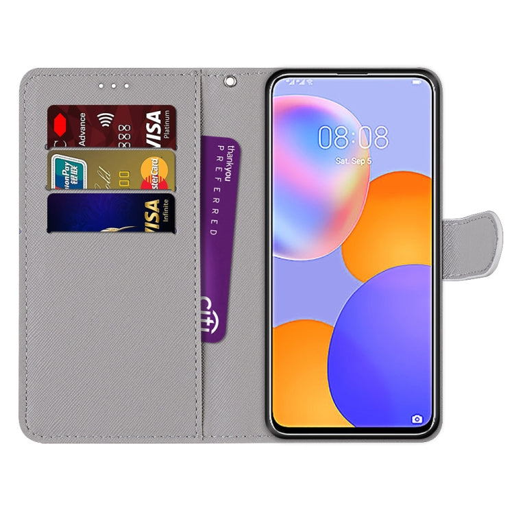 For Huawei Y9a Coloured Drawing Cross Texture Horizontal Flip PU Leather Case with Holder & Card Slots & Wallet & Lanyard(Gradient Colorful Flower) - free shipping - PMC TechLife - Order now!