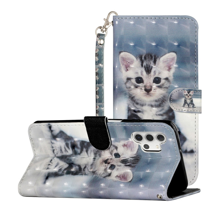 For Samsung Galaxy A32 5G 3D Pattern Horizontal Flip PU Leather Case with Holder & Card Slots & Wallet(Cat) - Galaxy Phone Cases by imak | Online Shopping South Africa | PMC TechLife | Buy Now Pay Later Mobicred