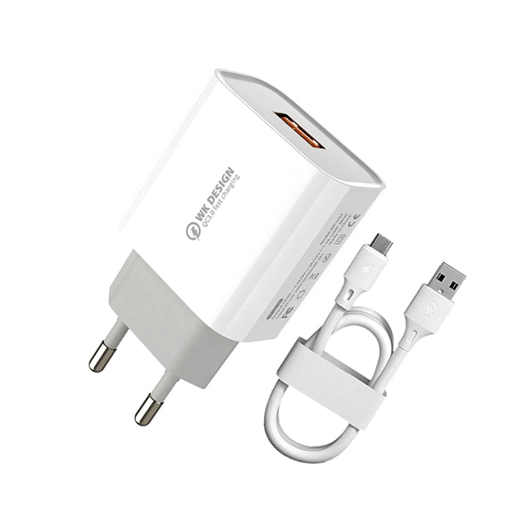 WK WP-U57 Max 18W Maxspeed QC3.0 Fast Charger +  USB to Micro USB Data Cable, Plug Type:EU Plug - free shipping - PMC TechLife - Order now!