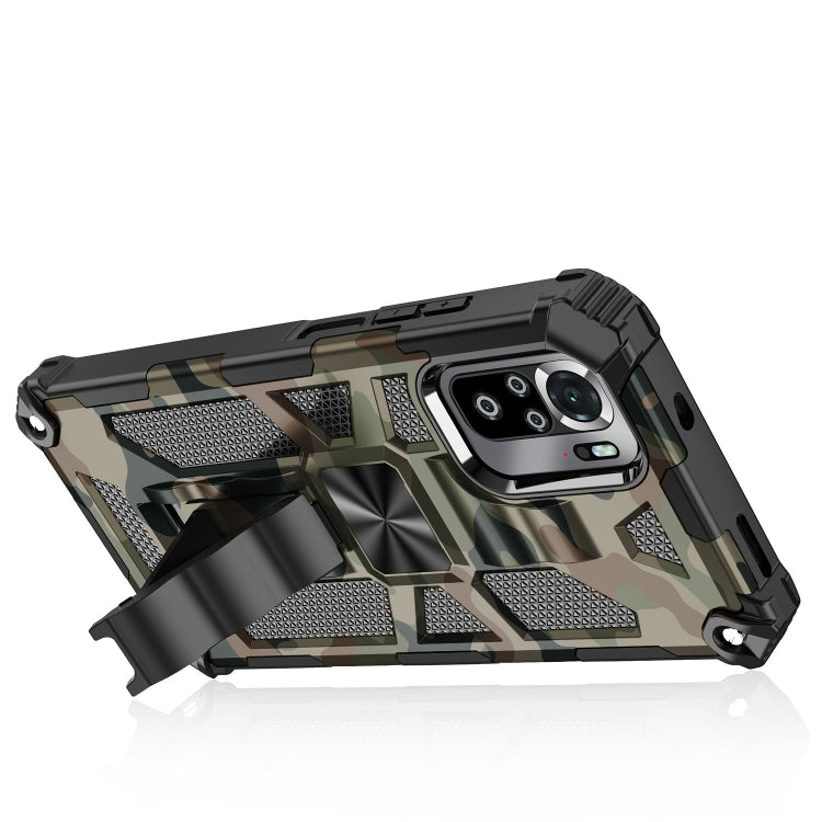 For Xiaomi Redmi Note 10 Pro Camouflage Armor Shockproof TPU + PC Magnetic Protective Case with Holder(Army Green) - Xiaomi Cases by PMC Jewellery | Online Shopping South Africa | PMC Jewellery