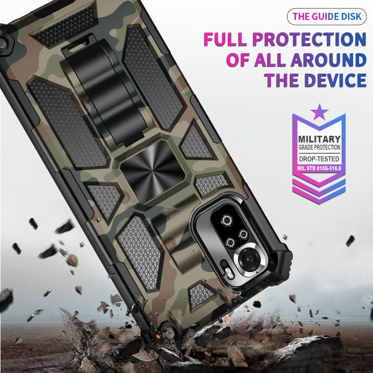 For Xiaomi Redmi Note 10 Pro Camouflage Armor Shockproof TPU + PC Magnetic Protective Case with Holder(Army Green) - Xiaomi Cases by PMC Jewellery | Online Shopping South Africa | PMC Jewellery