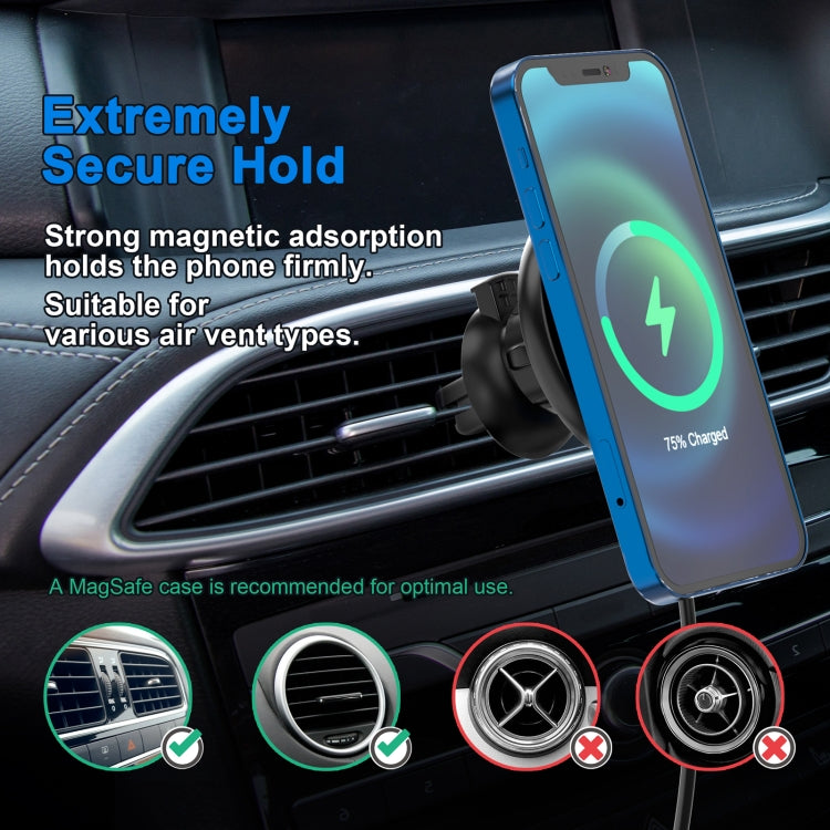Mriowiz M-2002W 15W 360-degree Rotating MagSafe Magnetic Car Wireless Charger for iPhone 12 Series, with USB + USB-C / Type-C Data Cable, Cable Length: 1m - Wireless Charger Holders by PMC TechLife | Online Shopping South Africa | PMC TechLife