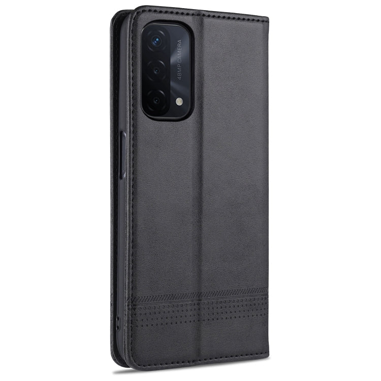 For OPPO A74 (5G) AZNS Magnetic Calf Texture Horizontal Flip Leather Case with Card Slots & Holder & Wallet(Black) - OPPO Cases by AZNS | Online Shopping South Africa | PMC Jewellery | Buy Now Pay Later Mobicred