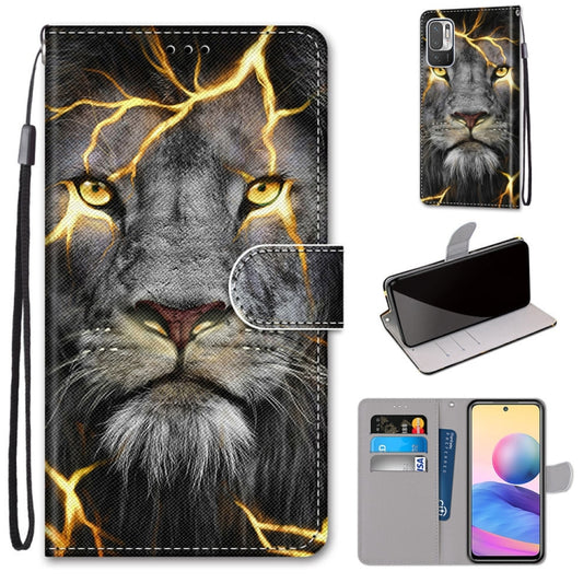 For Xiaomi Redmi Note 10 5G Coloured Drawing Cross Texture Horizontal Flip PU Leather Case with Holder & Card Slots & Wallet & Lanyard(Fission Lion) - Xiaomi Cases by PMC Jewellery | Online Shopping South Africa | PMC Jewellery