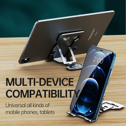 R-JUST HZ06 Universal Foldable Magnetic Flakes Aluminum Alloy Mobile Phones / Tablets Holder(Silver) - Desktop Holder by R-JUST | Online Shopping South Africa | PMC Jewellery