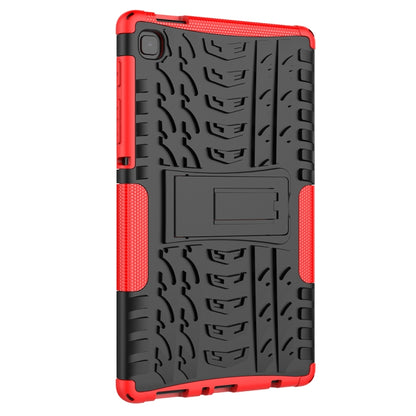 For Samsung Galaxy Tab A7 Lite Tire Texture Shockproof TPU+PC Protective Case with Holder(Red) - Tab A7 Lite T220 / T225 by PMC Jewellery | Online Shopping South Africa | PMC Jewellery