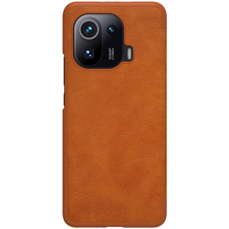 For Xiaomi Mi 11 Pro NILLKIN QIN Series Crazy Horse Texture Horizontal Flip Leather Case with Card Slot(Brown) - Xiaomi Cases by NILLKIN | Online Shopping South Africa | PMC Jewellery