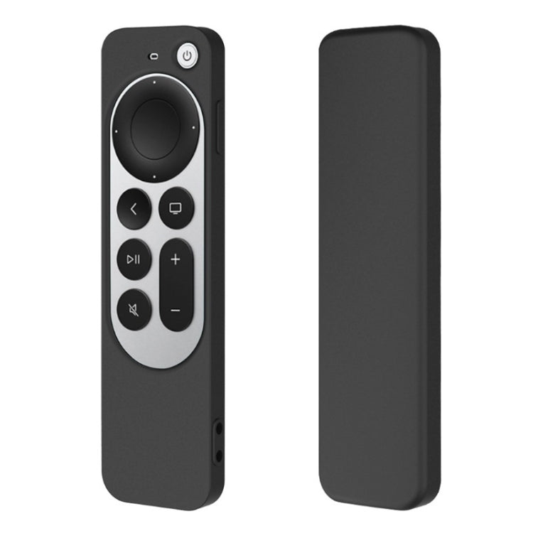 Silicone Protective Case Cover with Rope For Apple TV 4K 4th Siri Remote Controller(Black) - Apple TV Accessories by PMC Jewellery | Online Shopping South Africa | PMC Jewellery