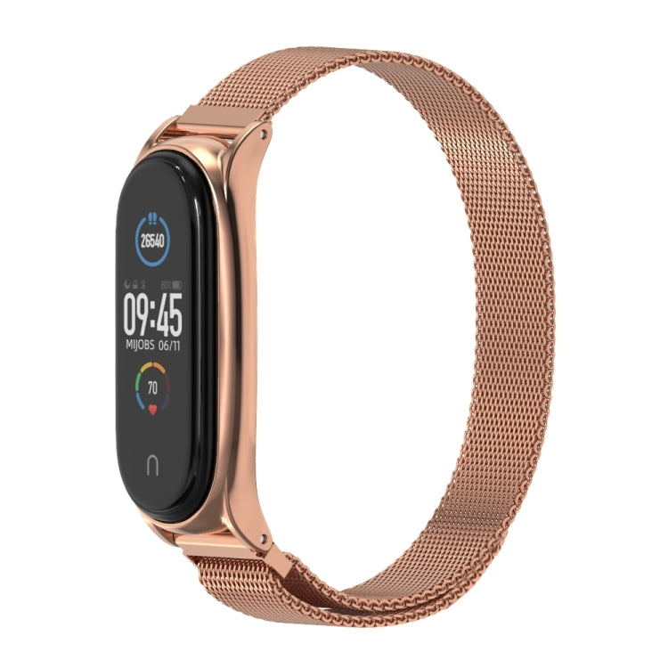 For Xiaomi Mi Band 6 / 5 / 4 / 3 Mijobs Milan Magnetic Plus Stainless Steel Watch Band(Rose Gold) - Watch Bands by MIJOBS | Online Shopping South Africa | PMC Jewellery | Buy Now Pay Later Mobicred