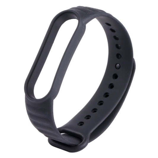 For Xiaomi Mi Band 6 / 5 Universal Silicone Leather Texture Watch Band(Black) - Watch Bands by MIJOBS | Online Shopping South Africa | PMC Jewellery | Buy Now Pay Later Mobicred