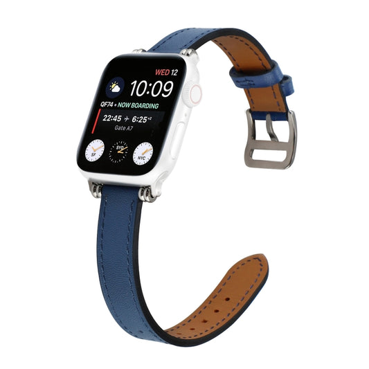 Single Circle 14mm with Beads Style Leather Watch Band Watch Band For Apple Watch Ultra 49mm&Watch Ultra 2 49mm / Series 9&8&7 45mm / SE 3&SE 2&6&SE&5&4 44mm / 3&2&1 42mm(Blue) - Watch Bands by PMC Jewellery | Online Shopping South Africa | PMC Jewellery | Buy Now Pay Later Mobicred