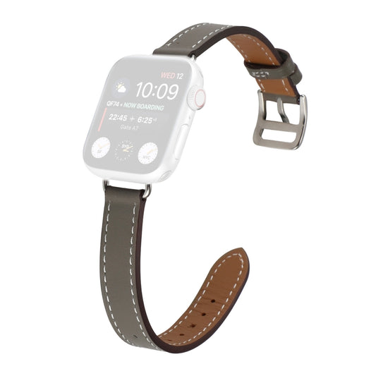 Single Circle 14mm Screw Style Leather Watch Band Watch Band For Apple Watch Series 9&8&7 41mm / SE 3&SE 2&6&SE&5&4 40mm / 3&2&1 38mm(Grey) - Watch Bands by PMC Jewellery | Online Shopping South Africa | PMC Jewellery | Buy Now Pay Later Mobicred