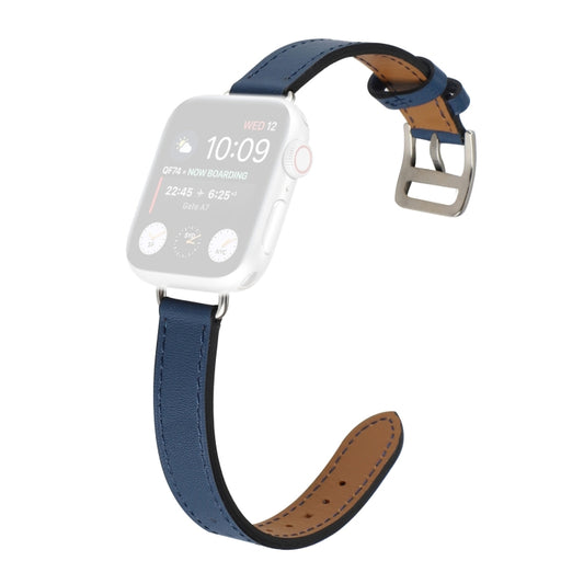 Single Circle 14mm Screw Style Leather Watch Band Watch Band For Apple Watch Series 9&8&7 41mm / SE 3&SE 2&6&SE&5&4 40mm / 3&2&1 38mm(Blue) - Watch Bands by PMC Jewellery | Online Shopping South Africa | PMC Jewellery | Buy Now Pay Later Mobicred