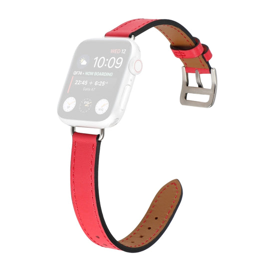 Single Circle 14mm Screw Style Leather Watch Band Watch Band For Apple Watch Series 9&8&7 41mm / SE 3&SE 2&6&SE&5&4 40mm / 3&2&1 38mm(Red) - Watch Bands by PMC Jewellery | Online Shopping South Africa | PMC Jewellery | Buy Now Pay Later Mobicred