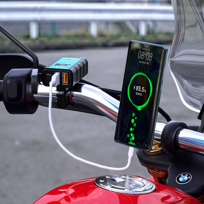 WUPP ZH-1422A2 DC12-24V Motorcycle Square Dual USB Fast Charging Charger with Switch + Voltmeter + Integrated SAE Socket + 1m SAE Socket Cable - Battery Charger by WUPP | Online Shopping South Africa | PMC Jewellery | Buy Now Pay Later Mobicred