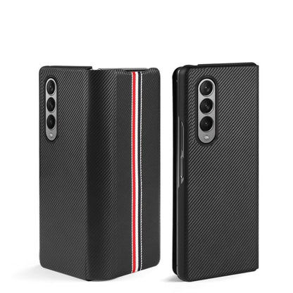 For Samsung Galaxy Z Fold3 5G Carbon Fiber Texture Folding All Inclusive PU Shockproof Splicing Leather Case(Black) - Galaxy Phone Cases by PMC Jewellery | Online Shopping South Africa | PMC Jewellery