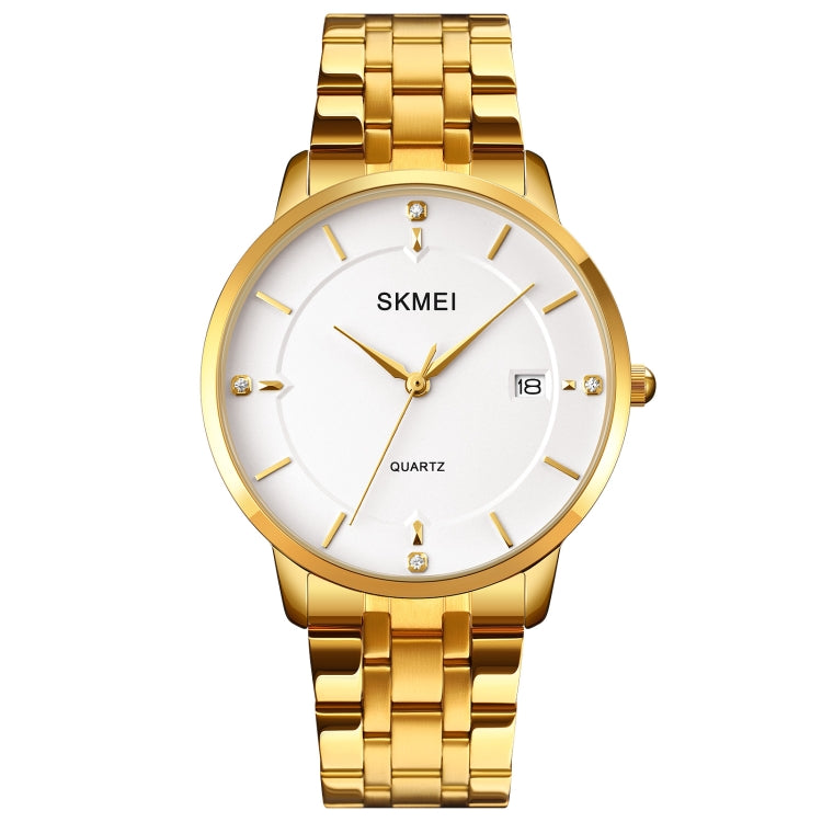 SKMEI 1801 Men Casual Calendar Quartz Watch(Golden Steel Belt) - Metal Strap Watches by SKMEI | Online Shopping South Africa | PMC Jewellery | Buy Now Pay Later Mobicred