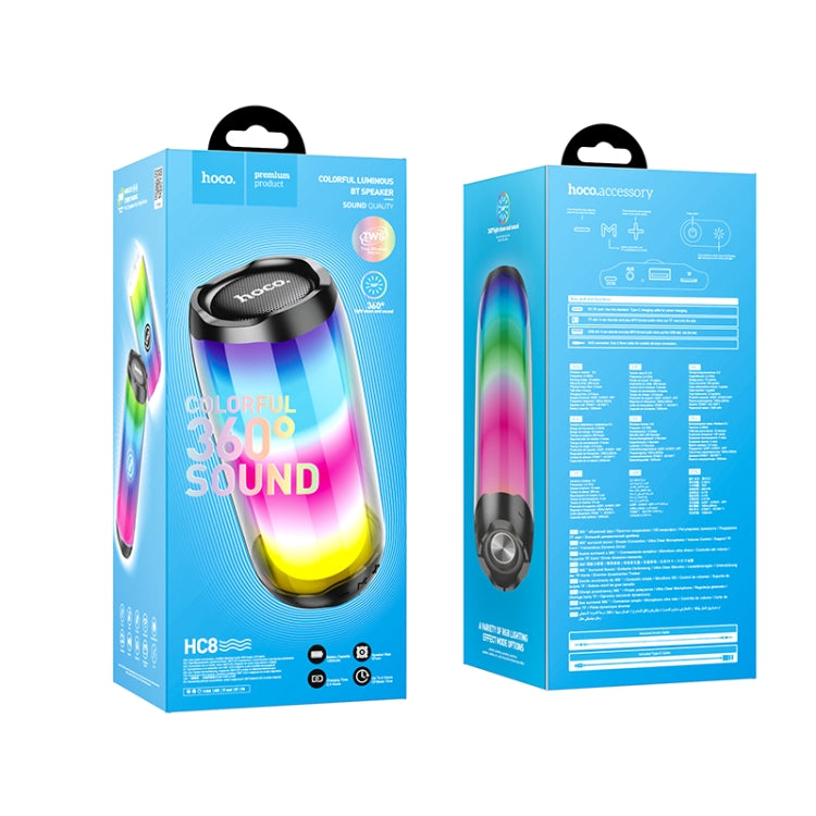hoco HC8 Bluetooth 5.0 Colorful Luminous Wireless Bluetooth Speaker(Black) - Desktop Speaker by hoco | Online Shopping South Africa | PMC Jewellery